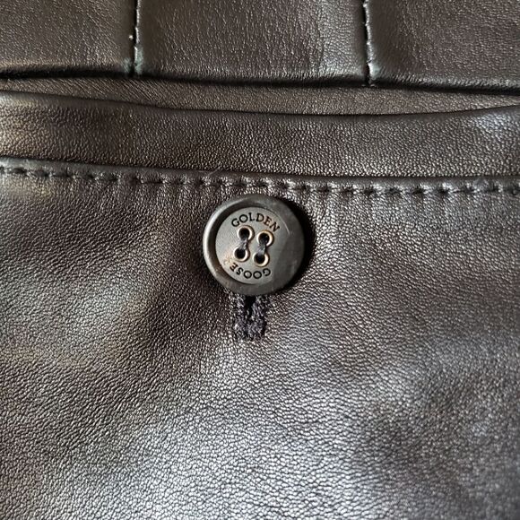 Golden Goose Nappa Leather Lined Pants with Turnup Hem Pockets Women's Size 42 - Picture 9 of 15